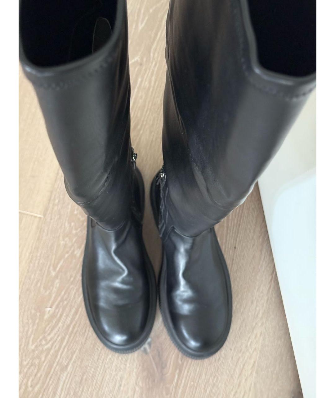SANTONI Черные кожаные ботфорты, фото 7