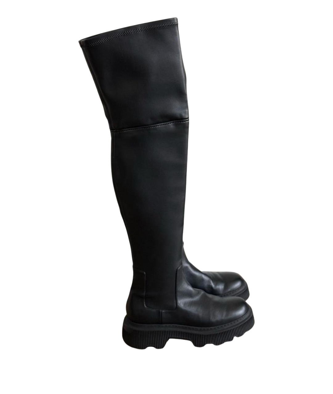 SANTONI Черные кожаные ботфорты, фото 1