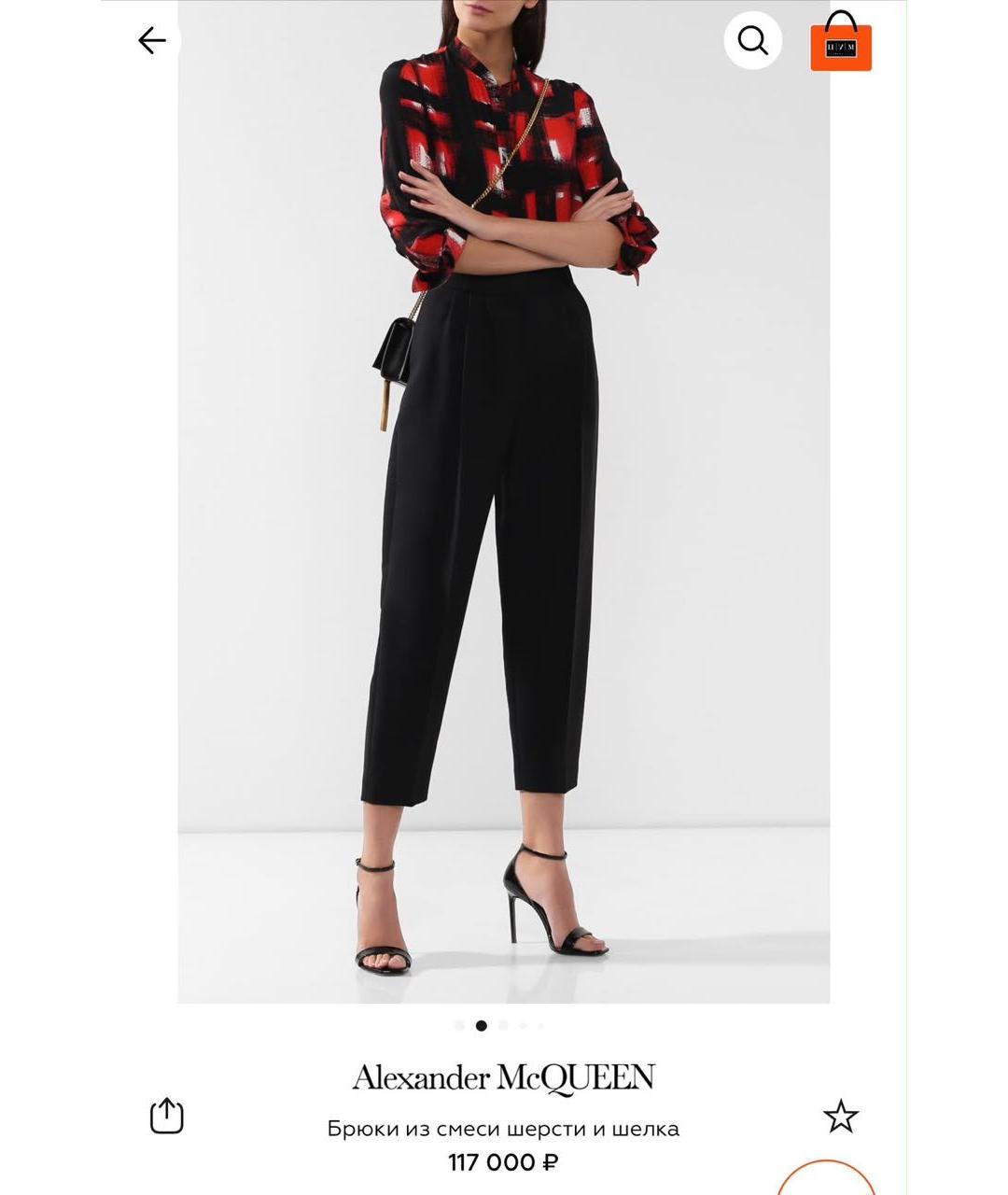 ALEXANDER MCQUEEN Черные шерстяные прямые брюки, фото 7