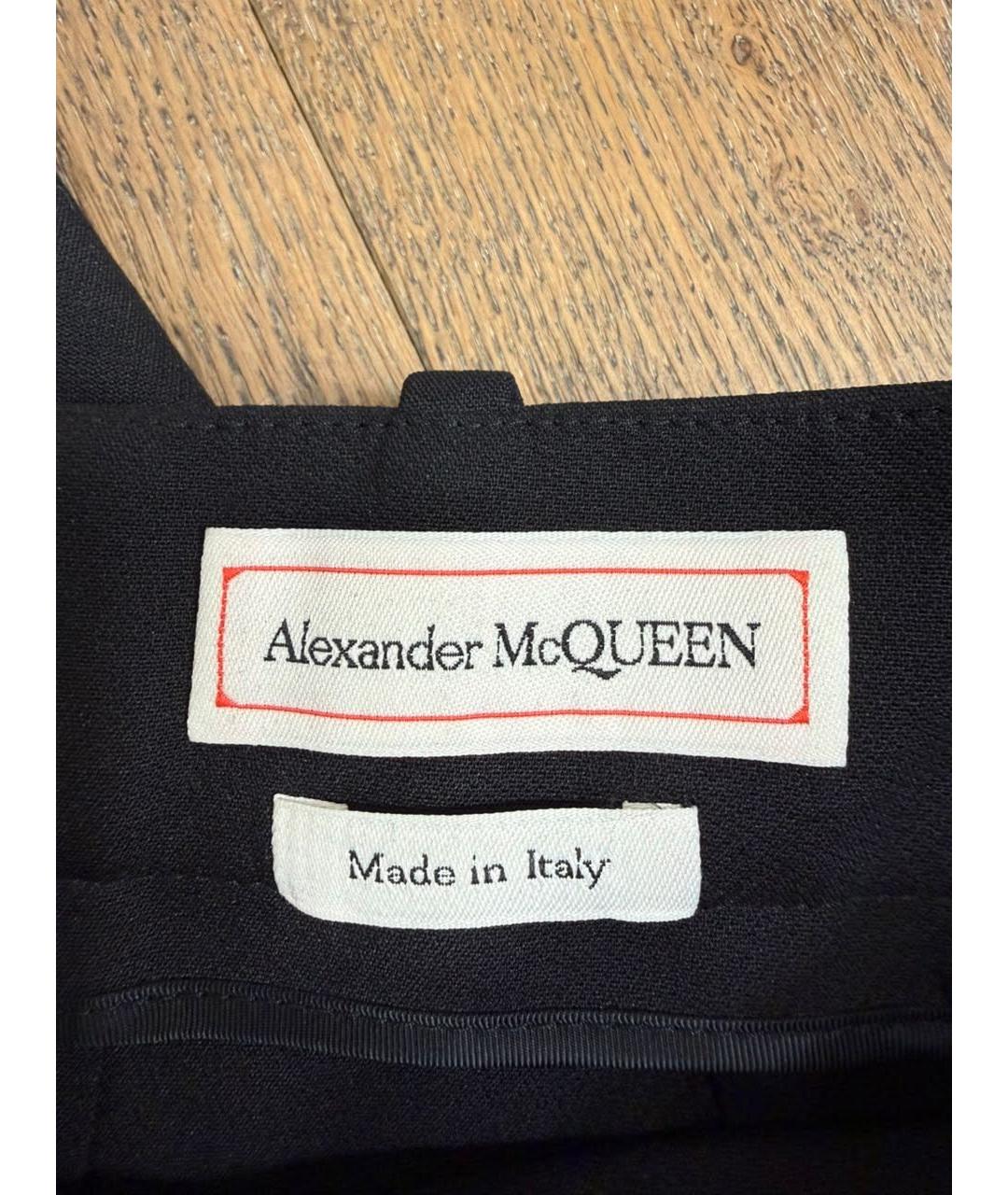 ALEXANDER MCQUEEN Черные шерстяные прямые брюки, фото 2