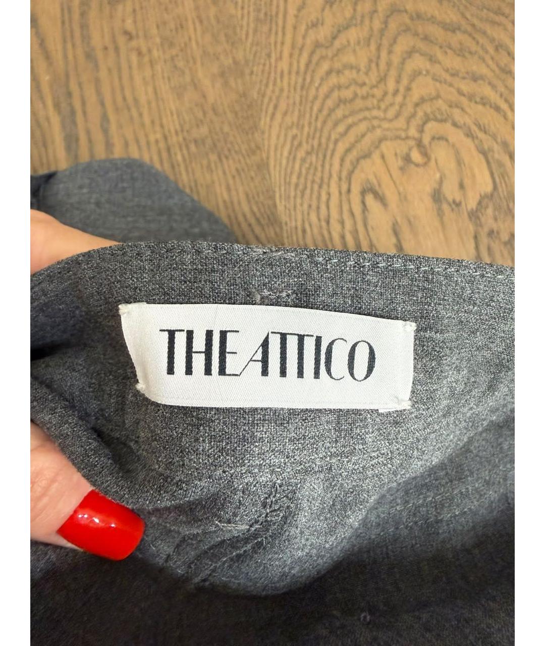 THE ATTICO Антрацитовые полиэстеровые прямые брюки, фото 2