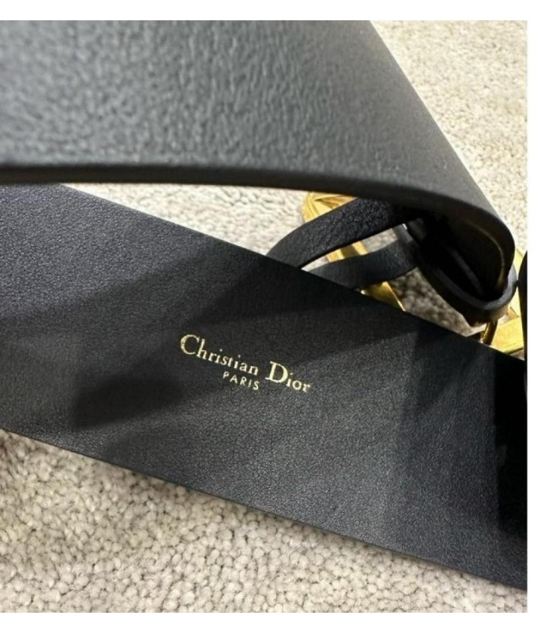 CHRISTIAN DIOR Черный кожаный ремень, фото 4