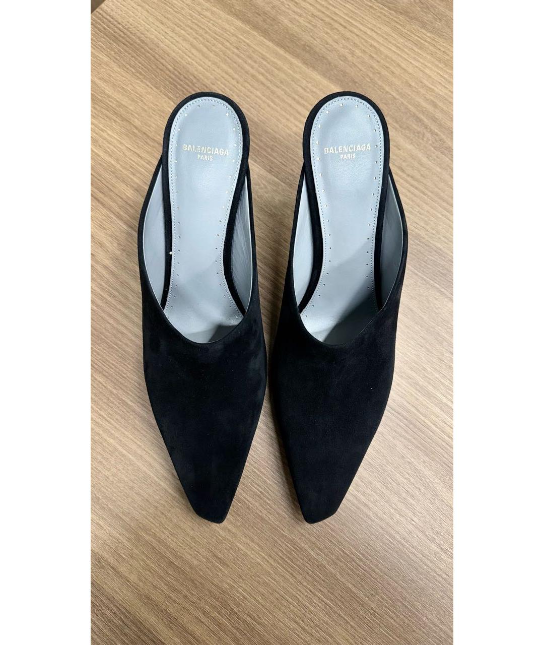 BALENCIAGA Черные замшевые мюли, фото 2