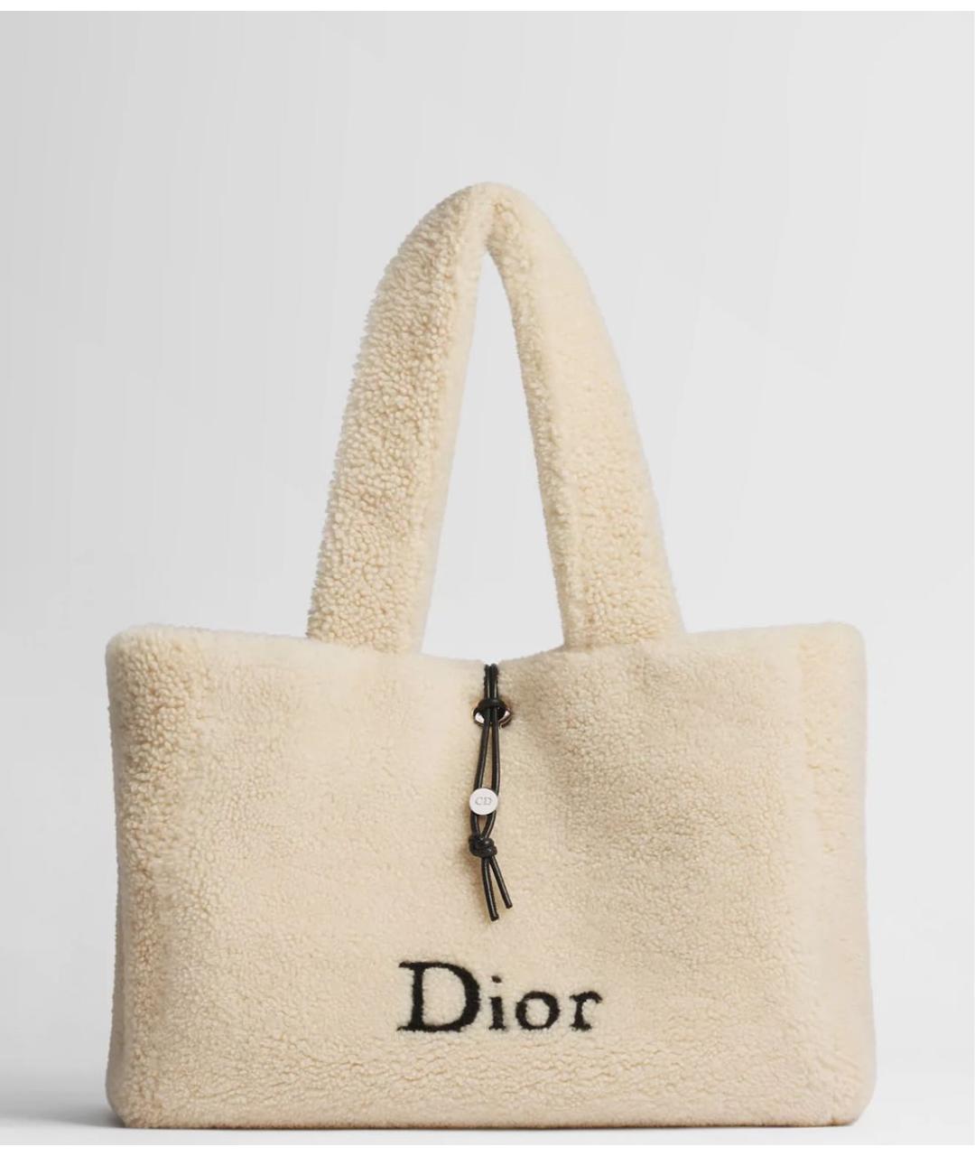 CHRISTIAN DIOR Бежевая кожаная сумка через плечо, фото 4