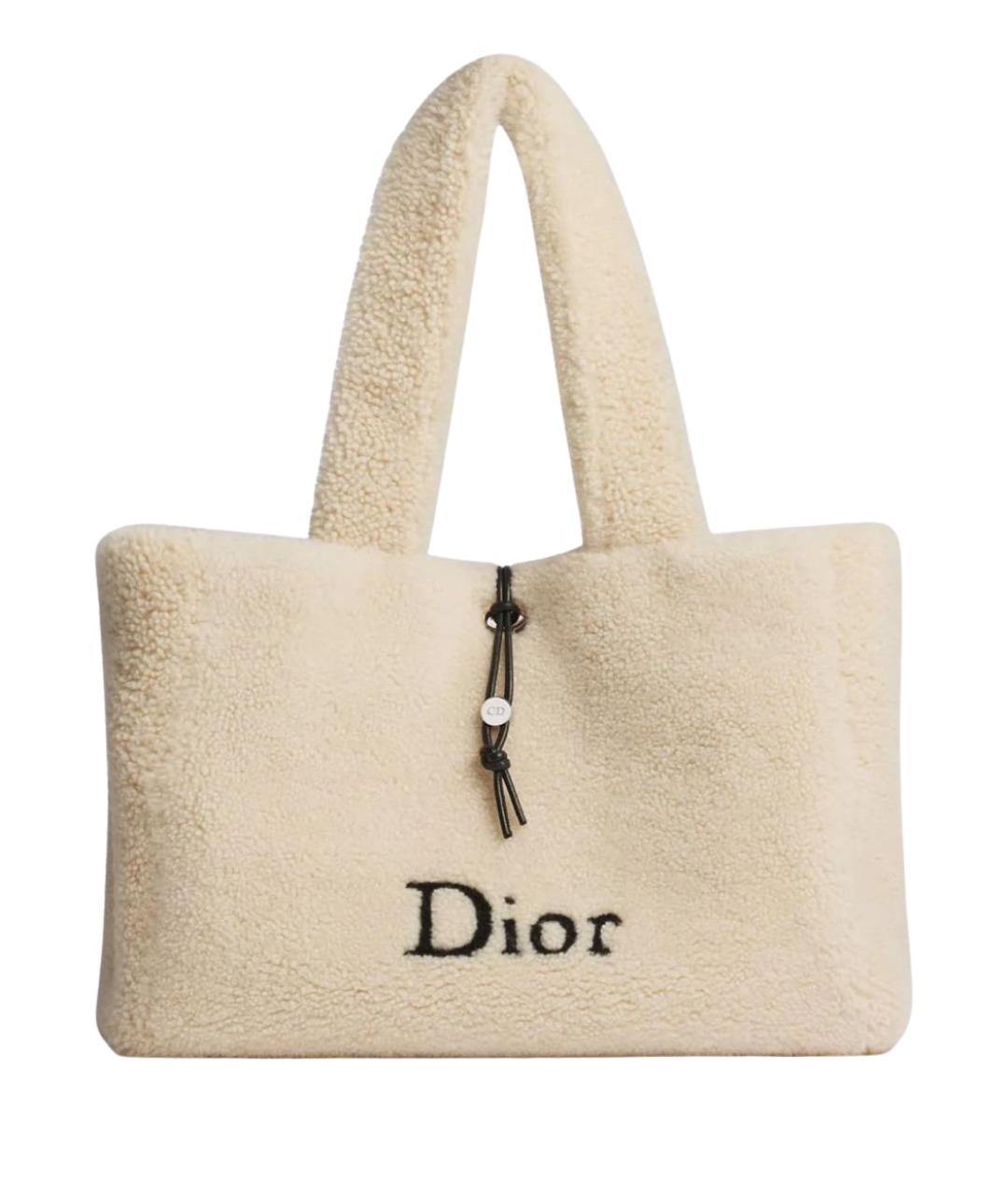 CHRISTIAN DIOR Бежевая кожаная сумка через плечо, фото 1