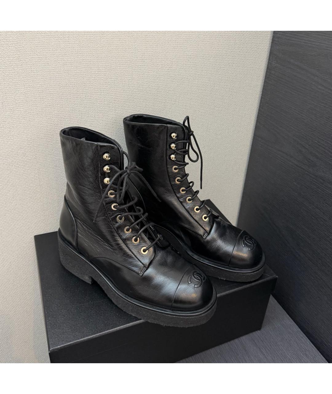 CHANEL Черные кожаные ботинки, фото 2