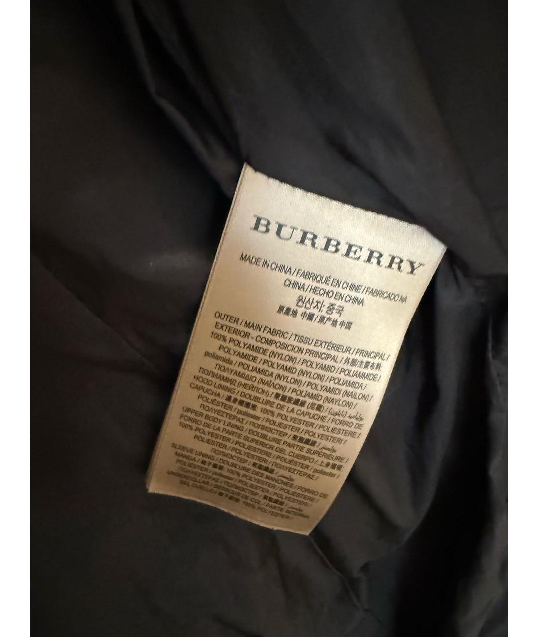 BURBERRY Черный полиамидовый пуховик, фото 6