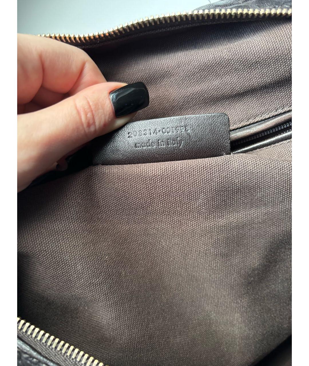 SAINT LAURENT Коричневая кожаная сумка тоут, фото 8