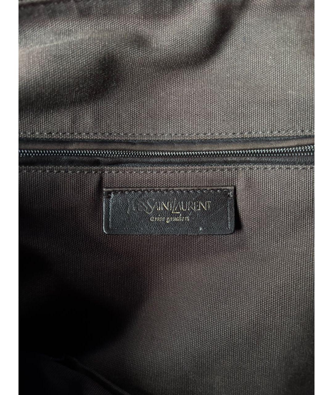 SAINT LAURENT Коричневая кожаная сумка тоут, фото 7