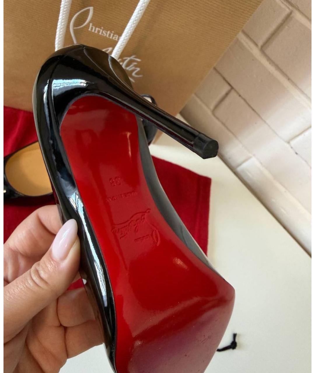 CHRISTIAN LOUBOUTIN Черные кожаные туфли, фото 5