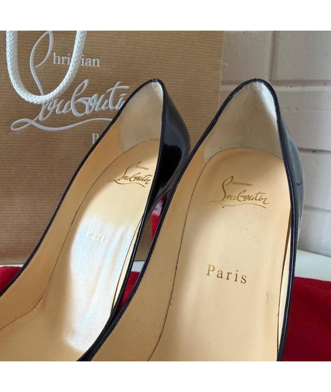 CHRISTIAN LOUBOUTIN Черные кожаные туфли, фото 3
