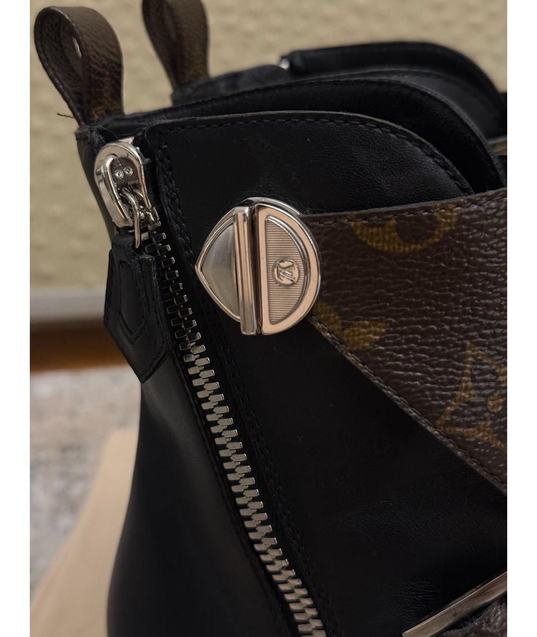 LOUIS VUITTON Черные кожаные ботильоны, фото 8