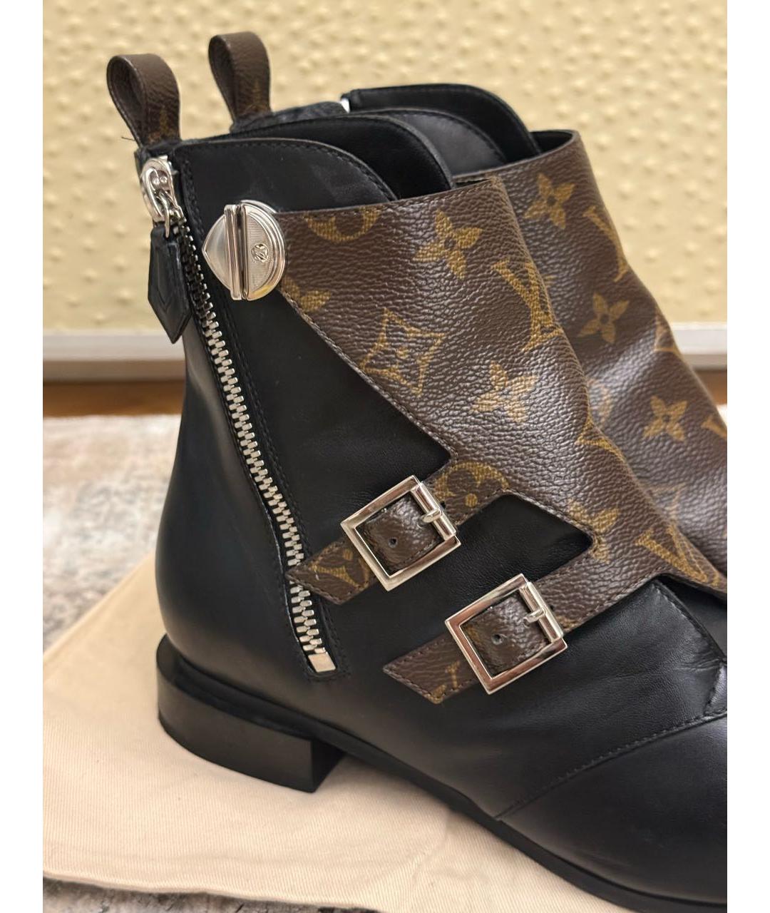 LOUIS VUITTON Черные кожаные ботильоны, фото 7