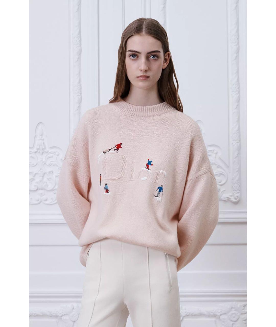 CHRISTIAN DIOR Розовый шерстяной джемпер / свитер, фото 3