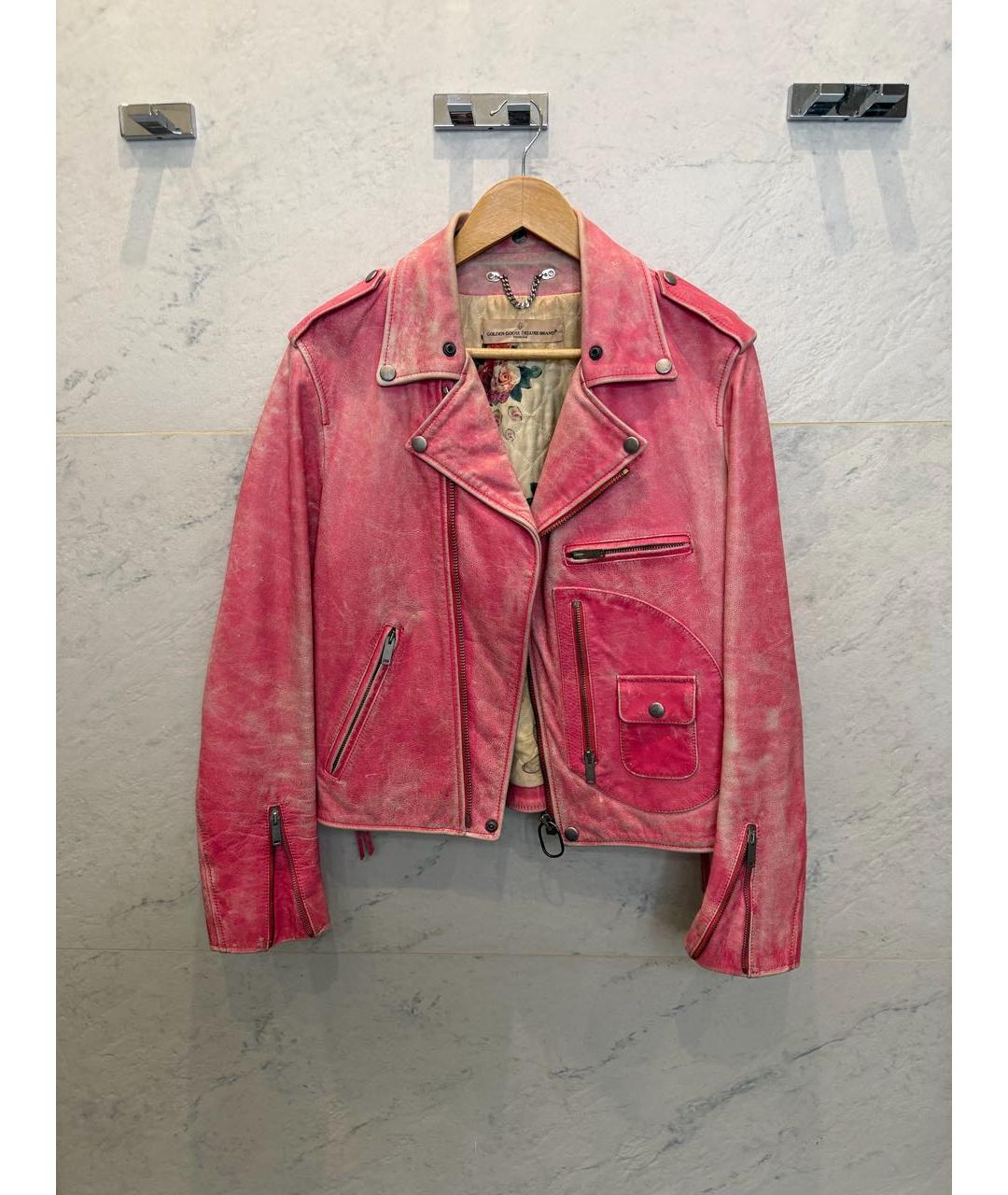 GOLDEN GOOSE Розовая кожаная куртка, фото 9