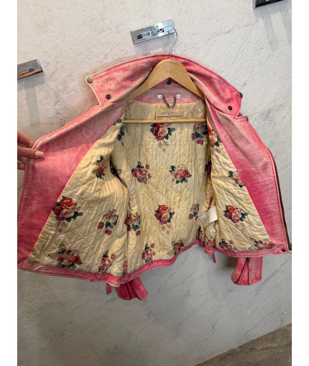 GOLDEN GOOSE Розовая кожаная куртка, фото 4