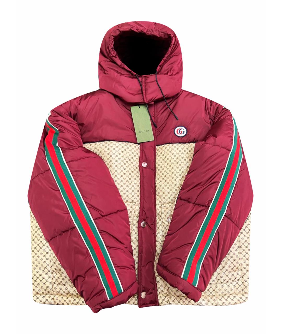 GUCCI Бордовый нейлоновый пуховик, фото 1