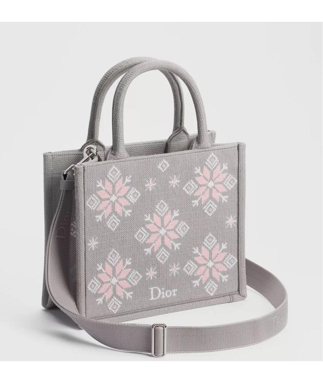 CHRISTIAN DIOR Серая хлопковая сумка через плечо, фото 2