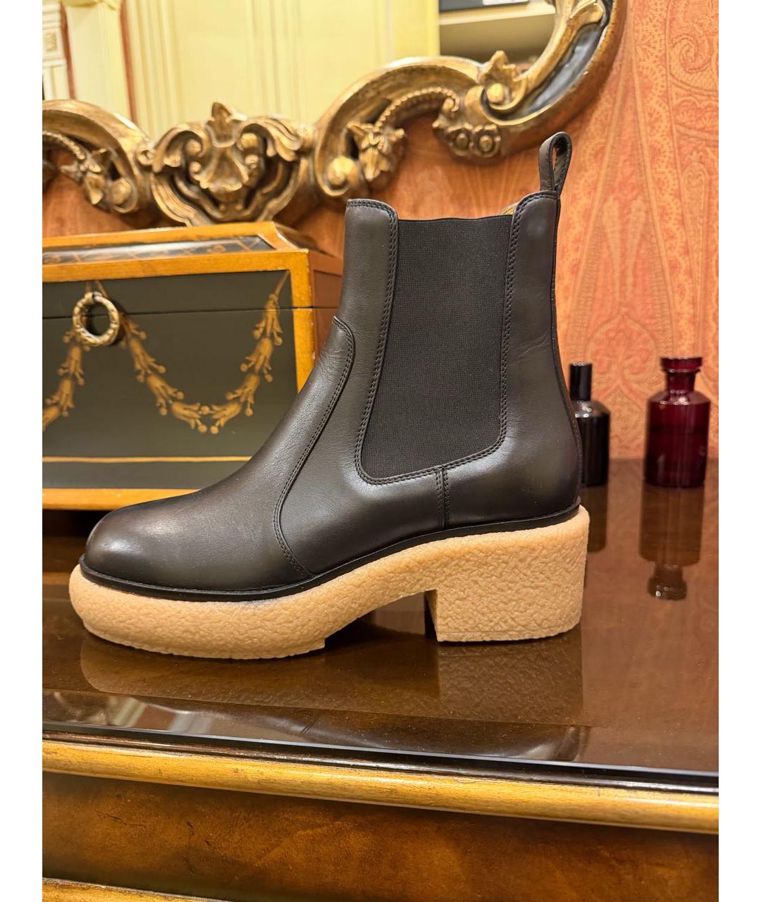 HERMES Черные кожаные полусапоги, фото 5