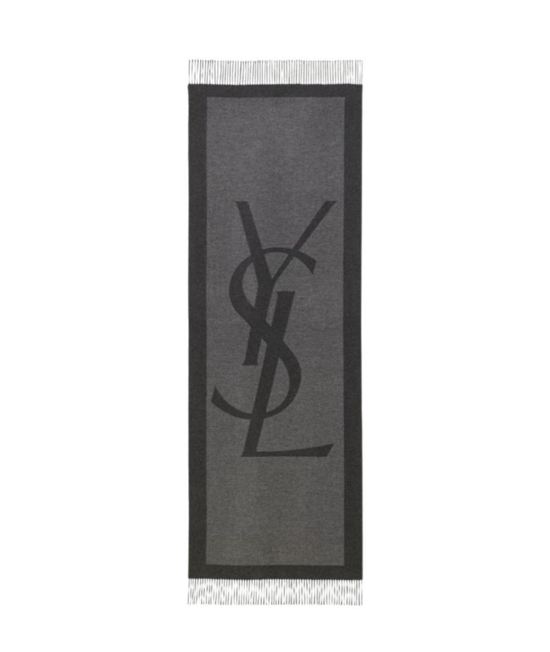 SAINT LAURENT Черный шерстяной шарф, фото 1