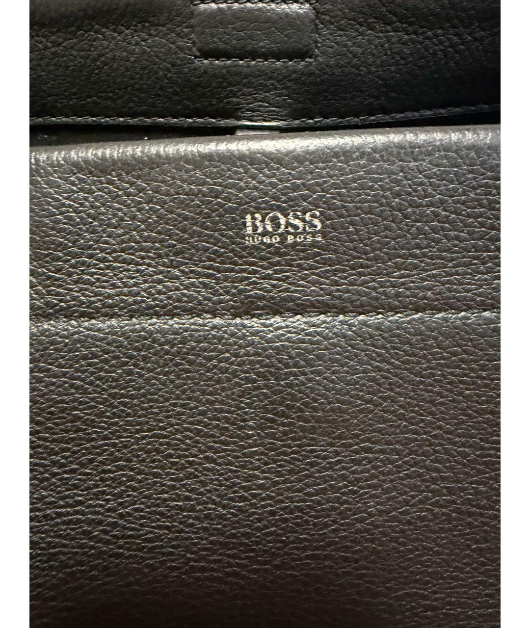 HUGO BOSS Черная кожаная сумка с короткими ручками, фото 8