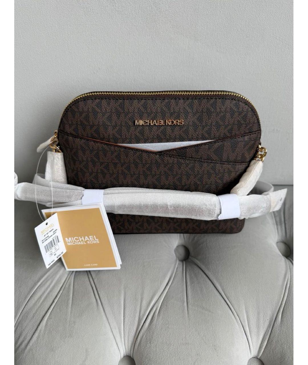 MICHAEL KORS Коричневая сумка через плечо из канвы, фото 5