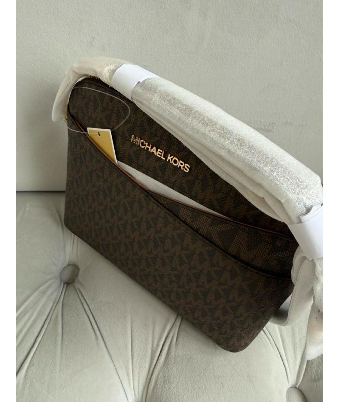 MICHAEL KORS Коричневая сумка через плечо из канвы, фото 2