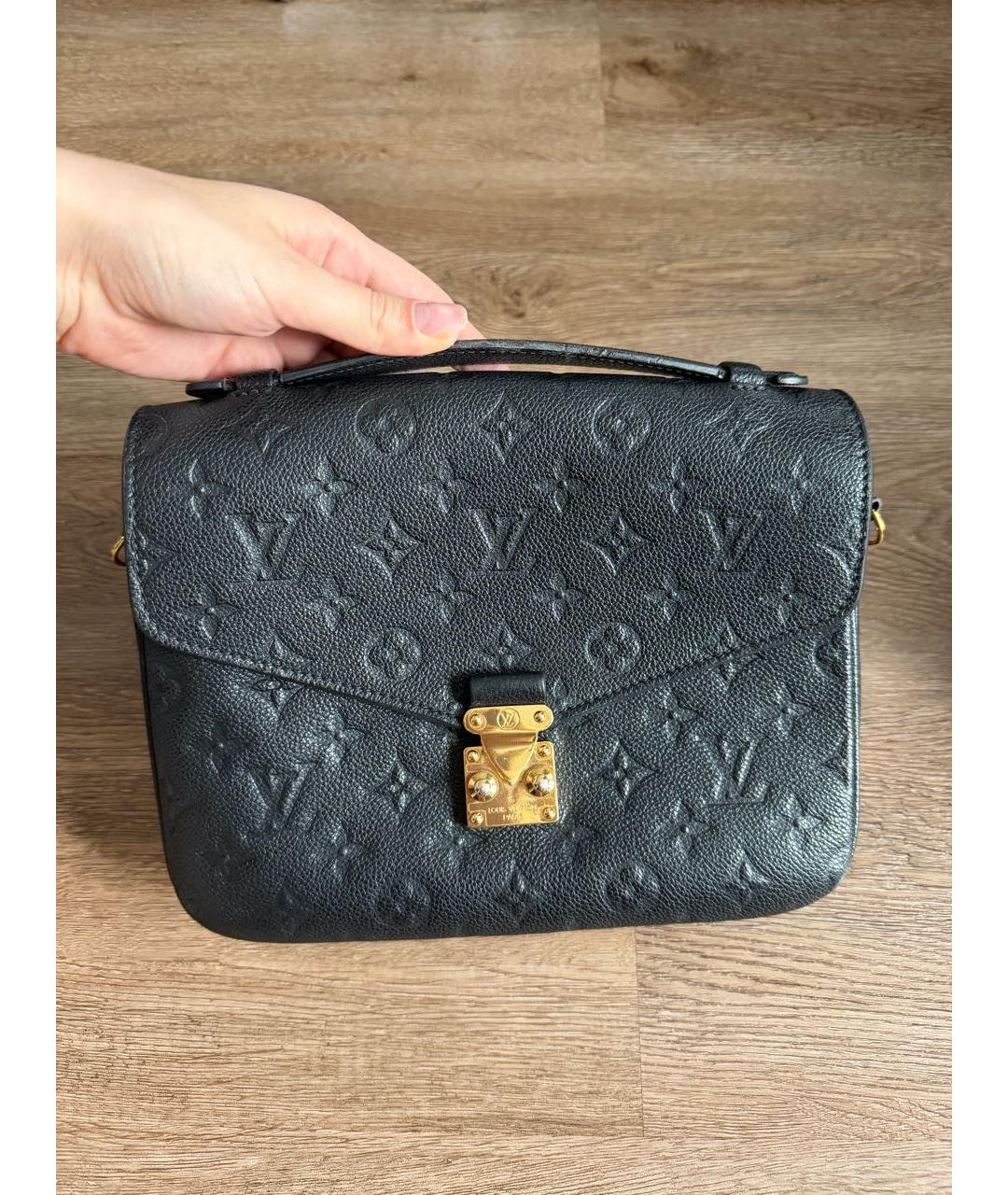 LOUIS VUITTON Черная кожаная сумка через плечо, фото 7