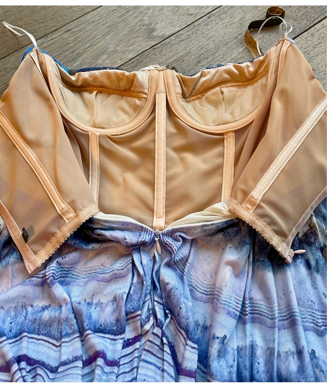 ALEXANDER MCQUEEN Голубое вискозное коктейльное платье, фото 4