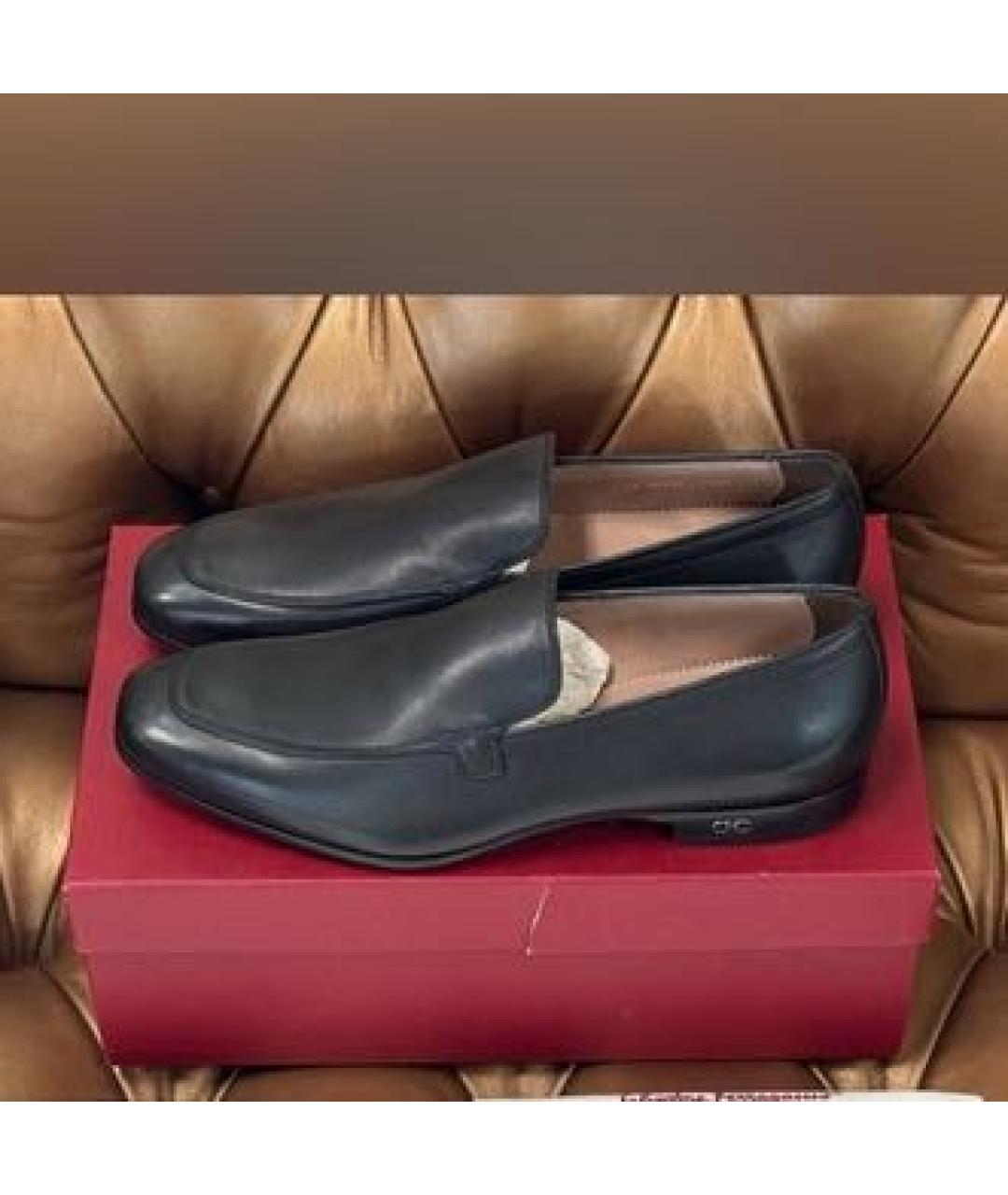 FERRAGAMO Черные кожаные лоферы, фото 5