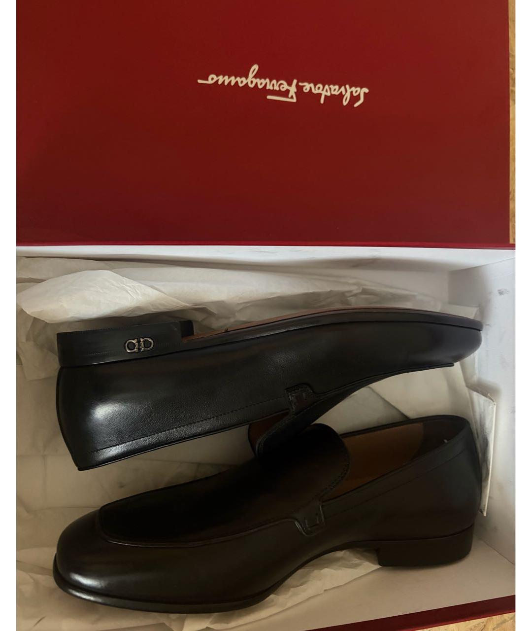 FERRAGAMO Черные кожаные лоферы, фото 3