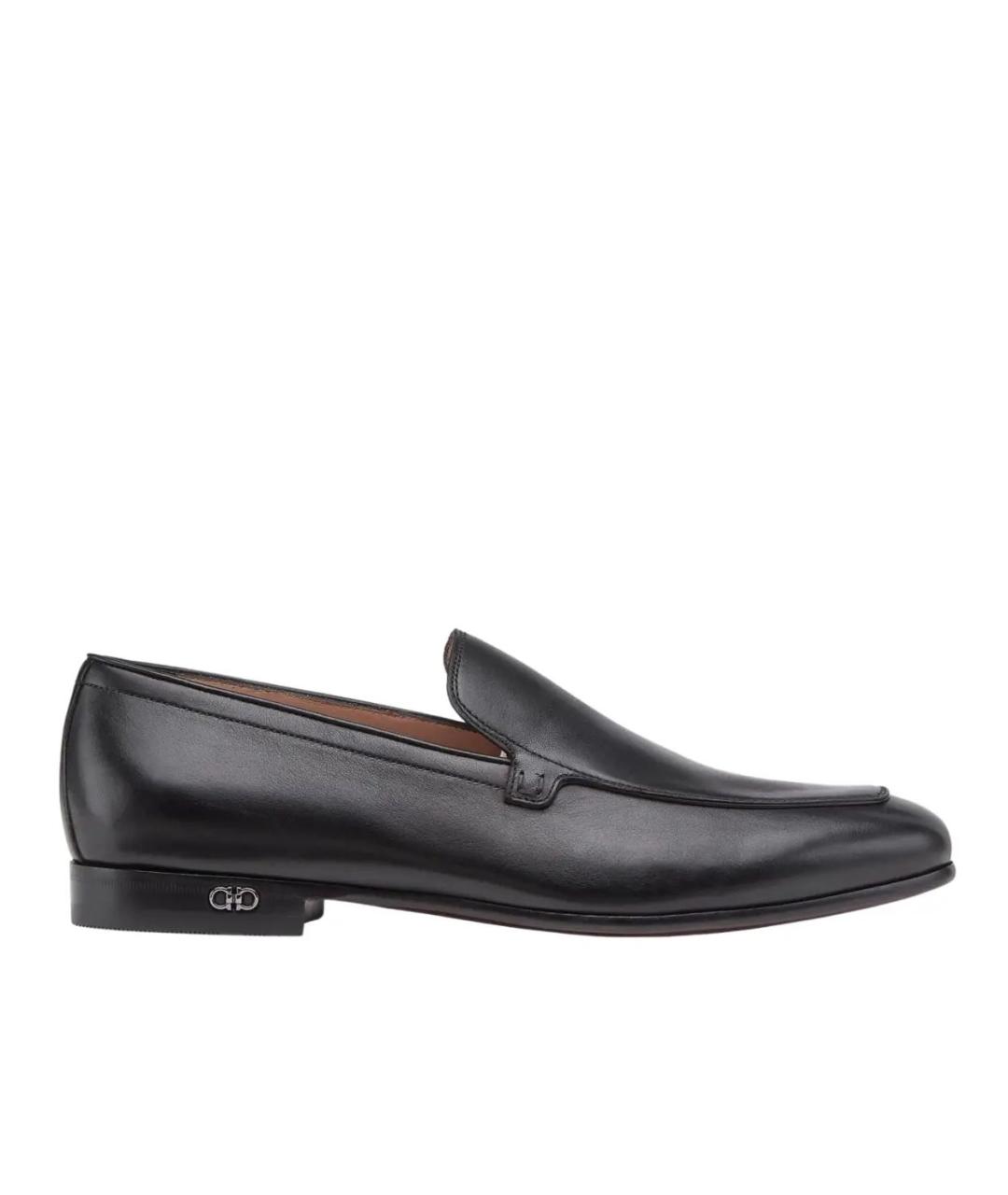 FERRAGAMO Черные кожаные лоферы, фото 1