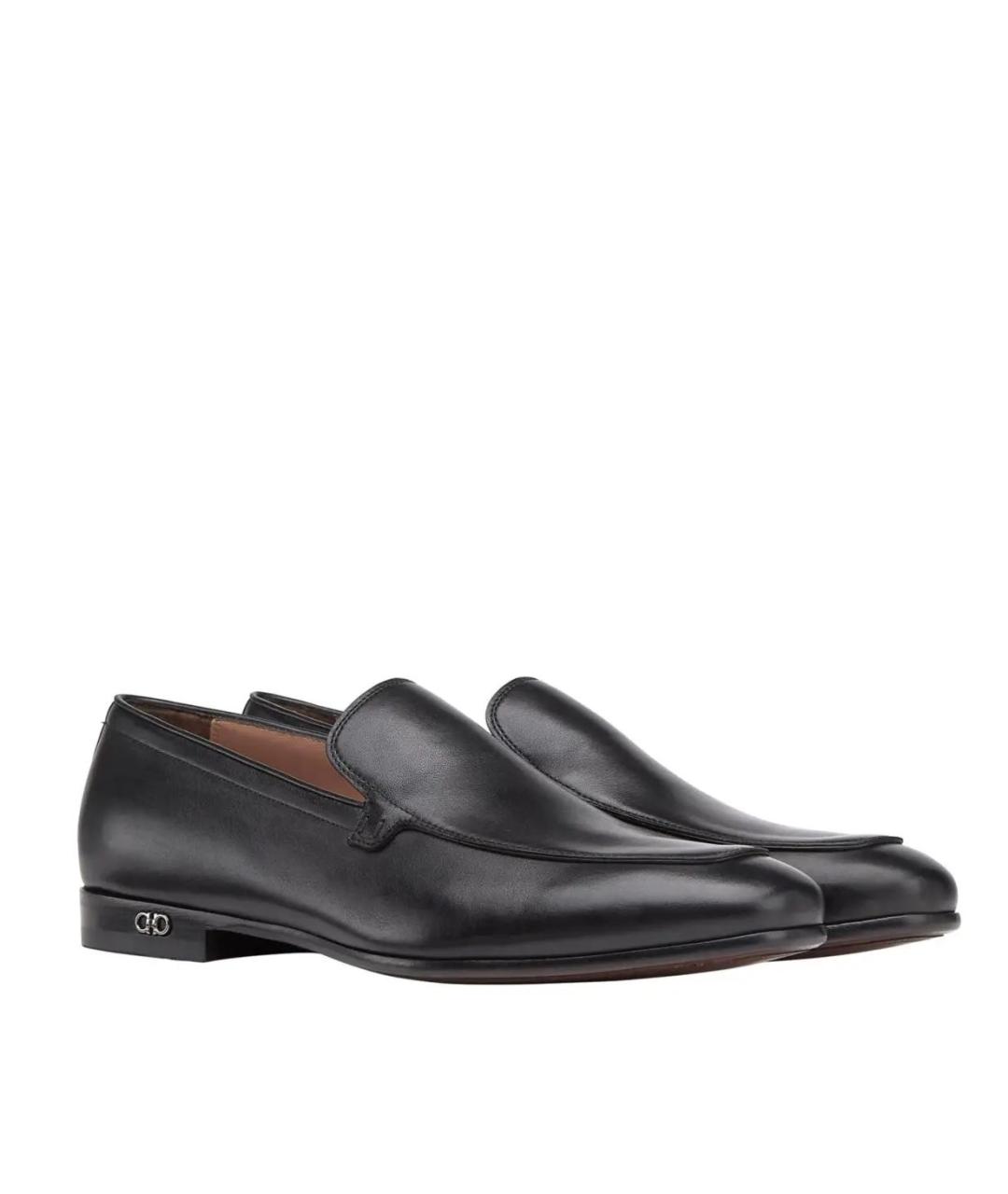 FERRAGAMO Черные кожаные лоферы, фото 2