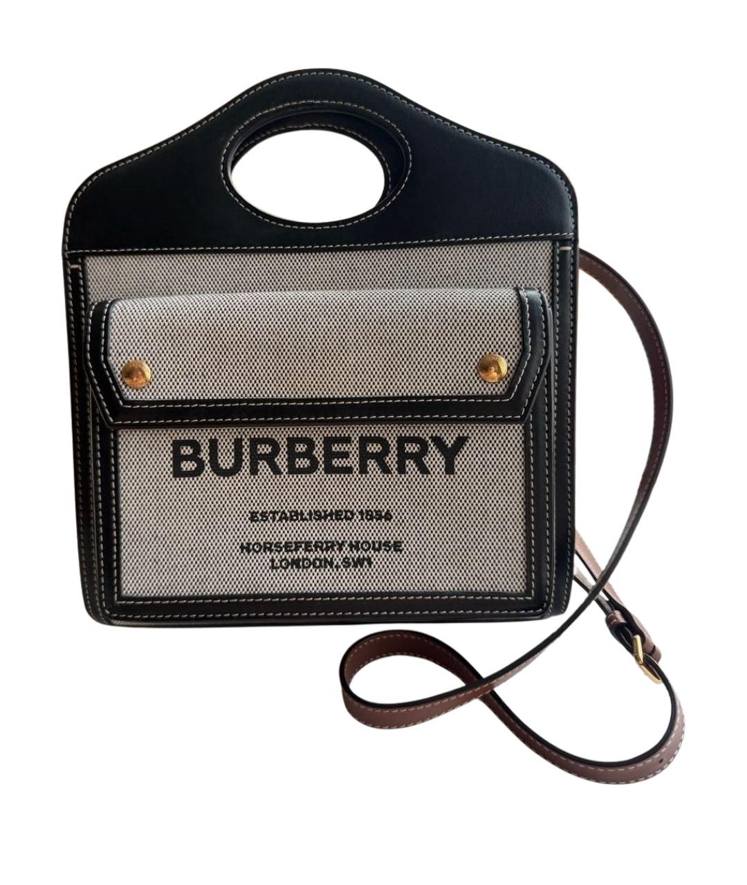 BURBERRY Серая тканевая сумка через плечо, фото 1