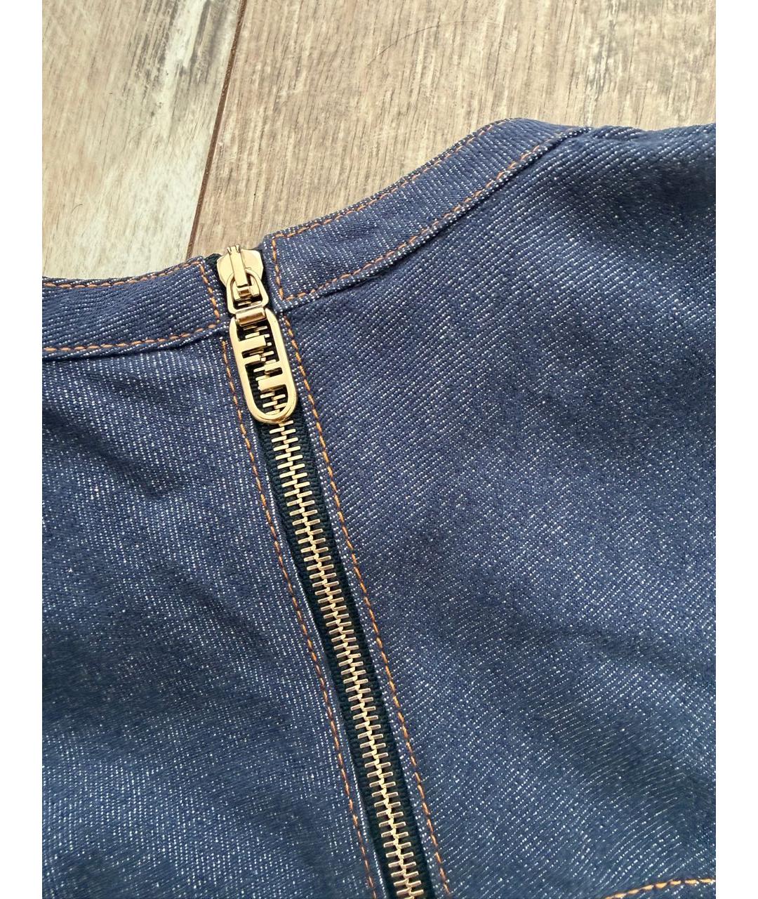 FENDI Темно-синее хлопковое повседневное платье, фото 6