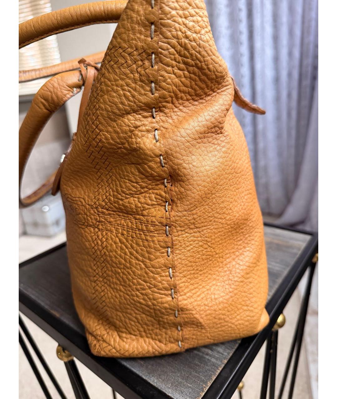 FENDI Коричневая кожаная сумка тоут, фото 2