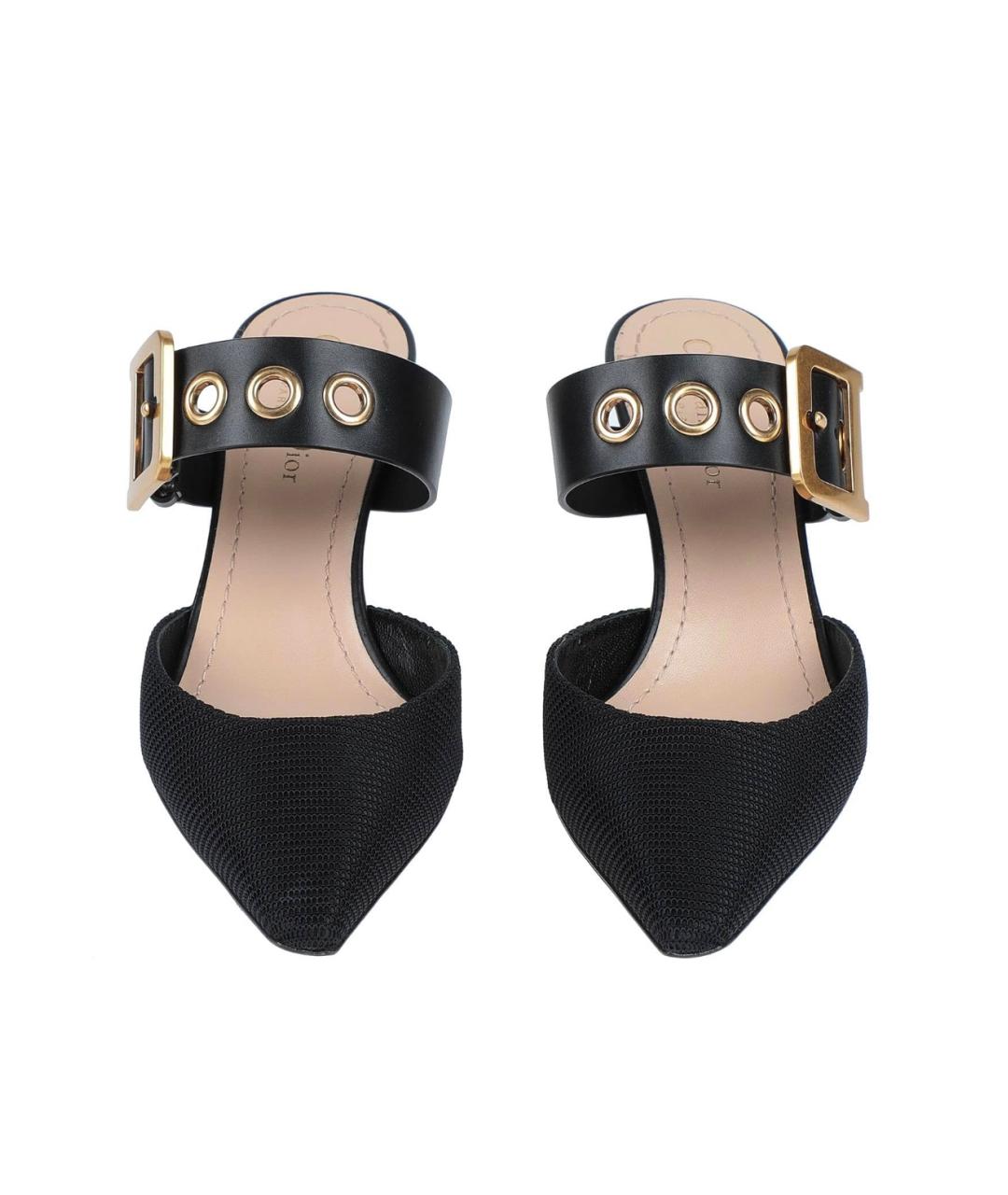 CHRISTIAN DIOR Черные текстильные мюли, фото 3