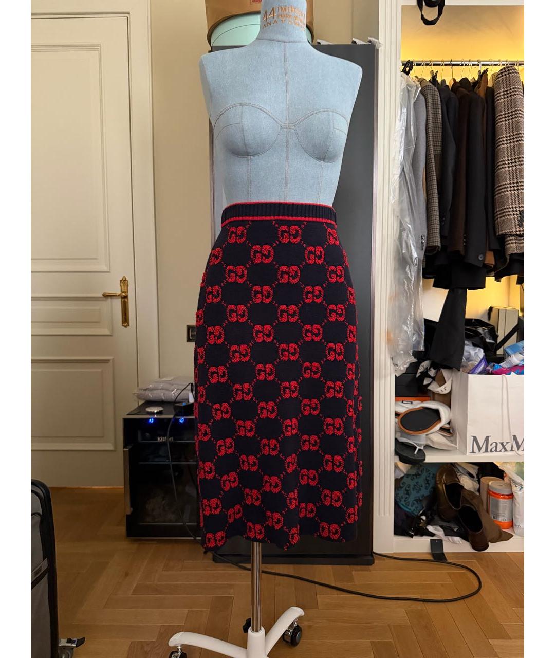 GUCCI Мульти шерстяная юбка миди, фото 4