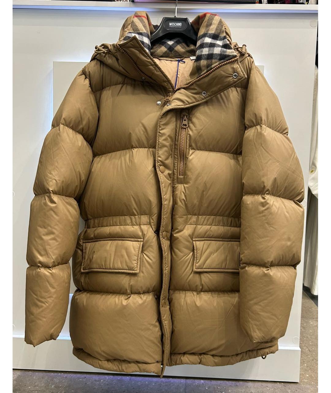 BURBERRY Бежевый полиамидовый пуховик, фото 9