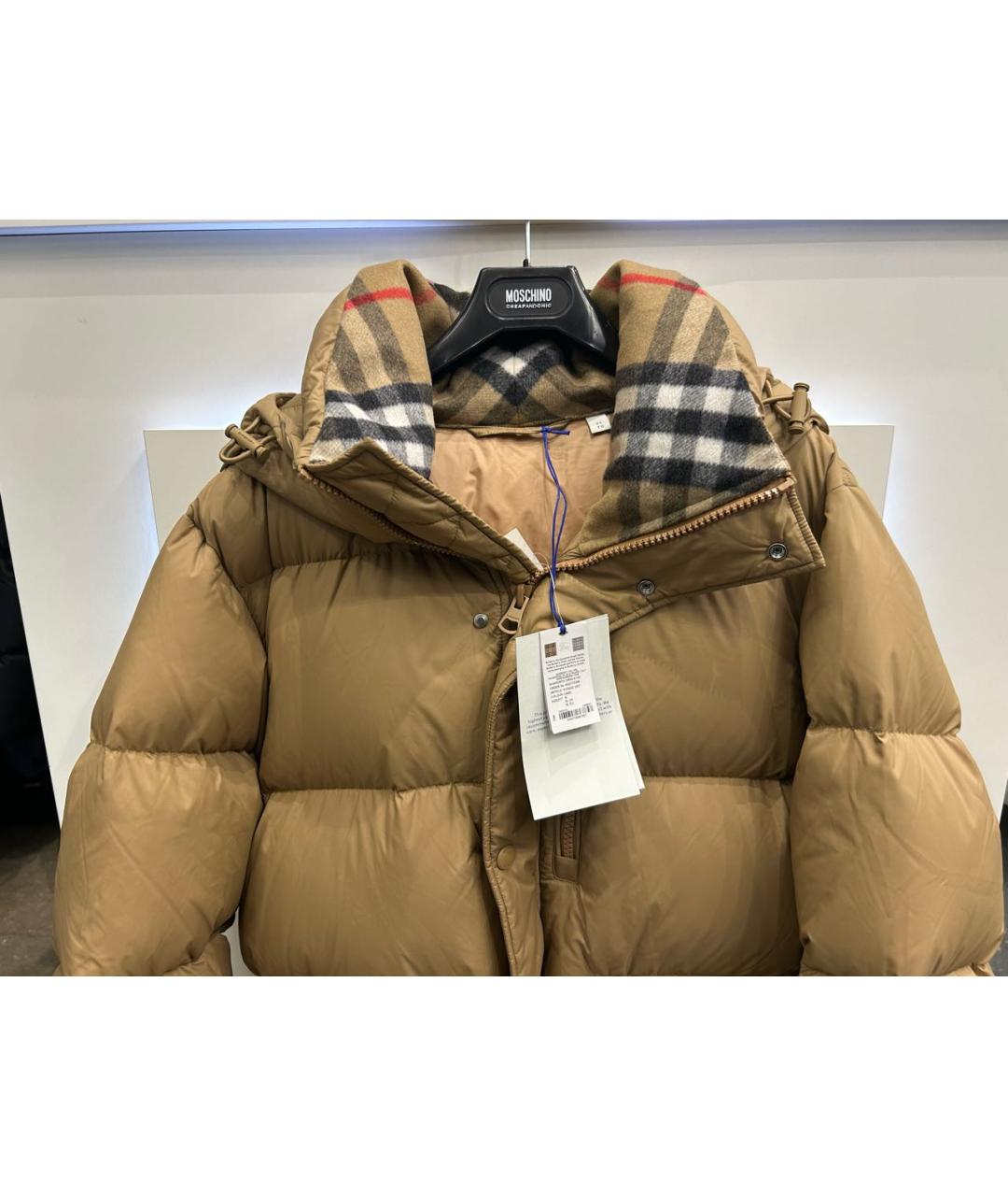 BURBERRY Бежевый полиамидовый пуховик, фото 3