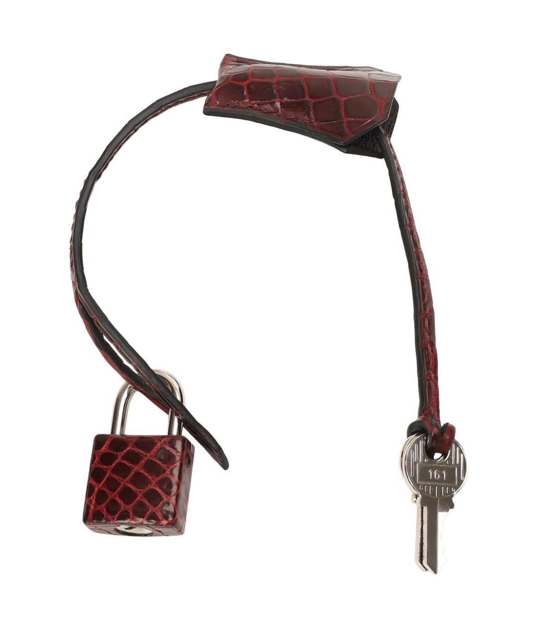 HERMES Бордовая сумка с короткими ручками из кожи крокодила, фото 8