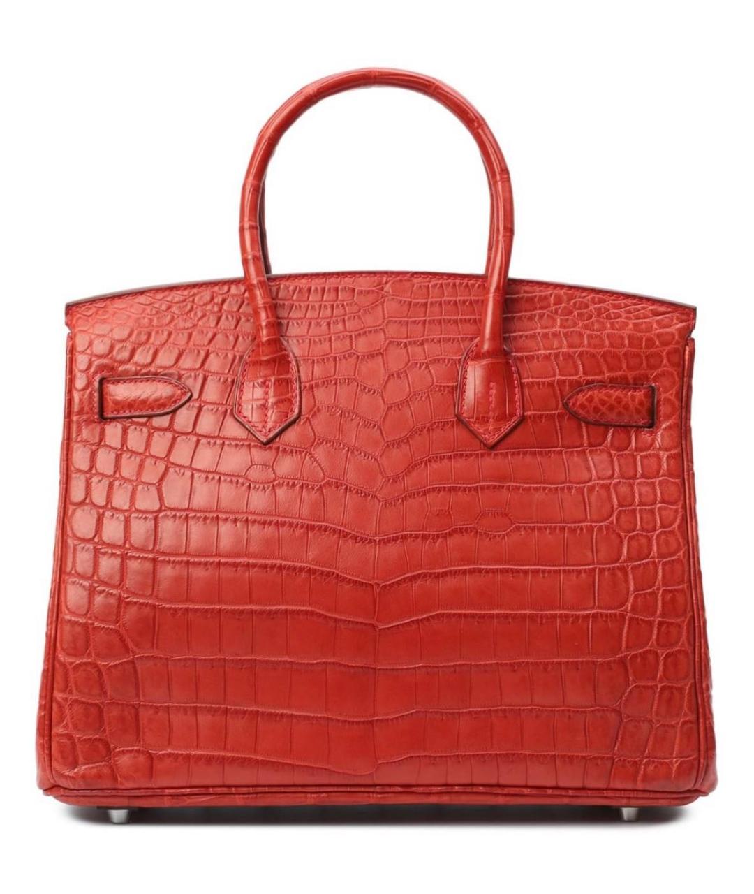 HERMES Красная сумка с короткими ручками из кожи крокодила, фото 2