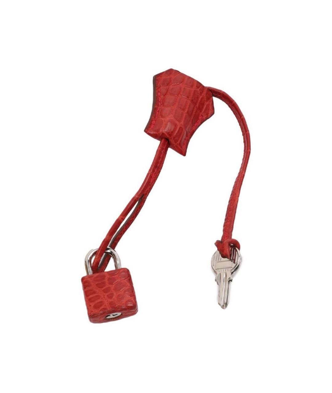 HERMES Красная сумка с короткими ручками из кожи крокодила, фото 8