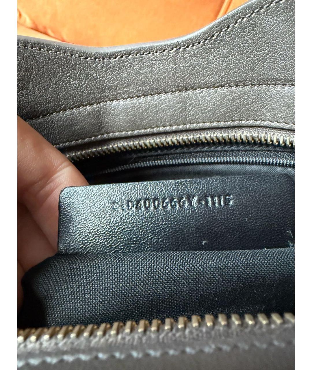 SAINT LAURENT Антрацитовая кожаная сумка с короткими ручками, фото 6