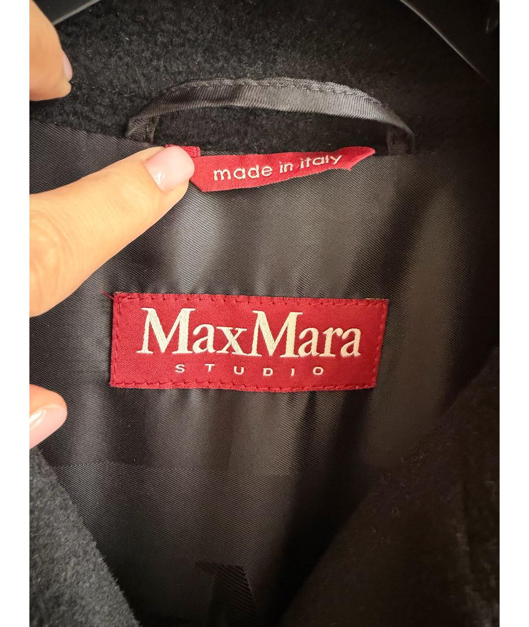 MAX MARA STUDIO Черное шерстяное пальто, фото 3