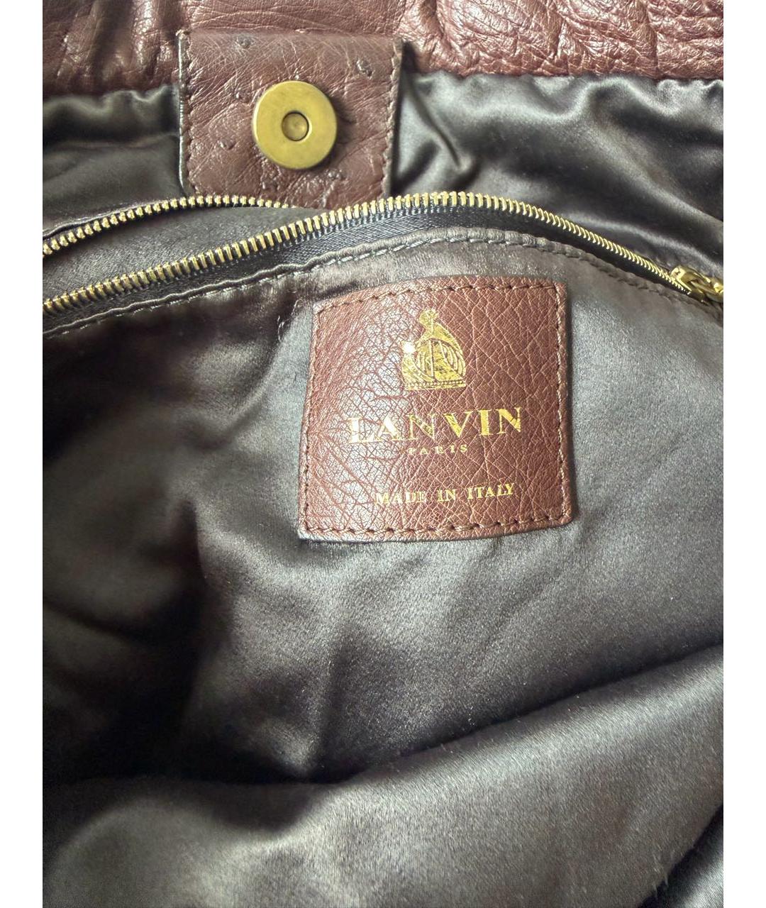 LANVIN Коричневая сумка тоут из кожи страуса, фото 4