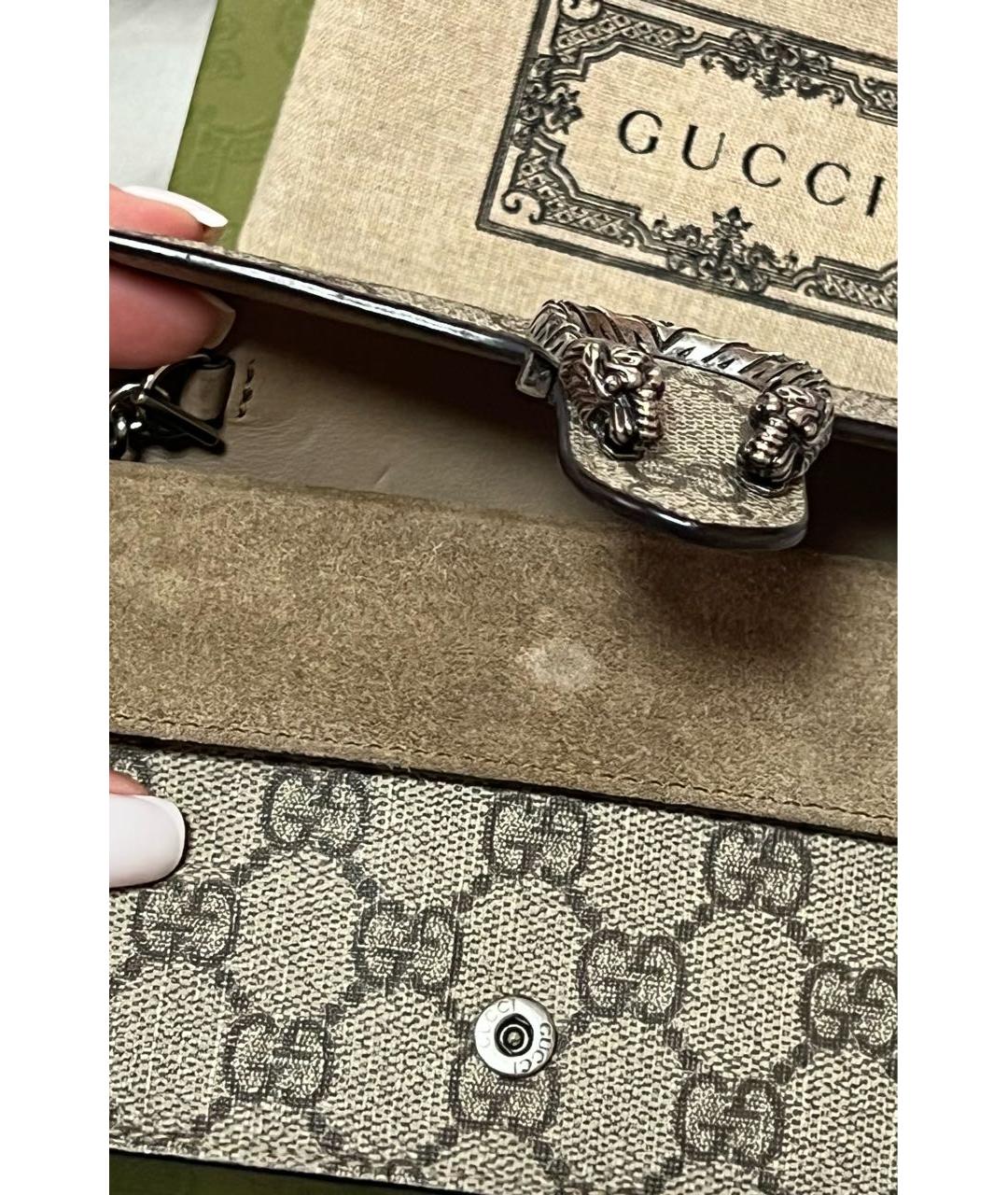 GUCCI Бежевая кожаная сумка через плечо, фото 5