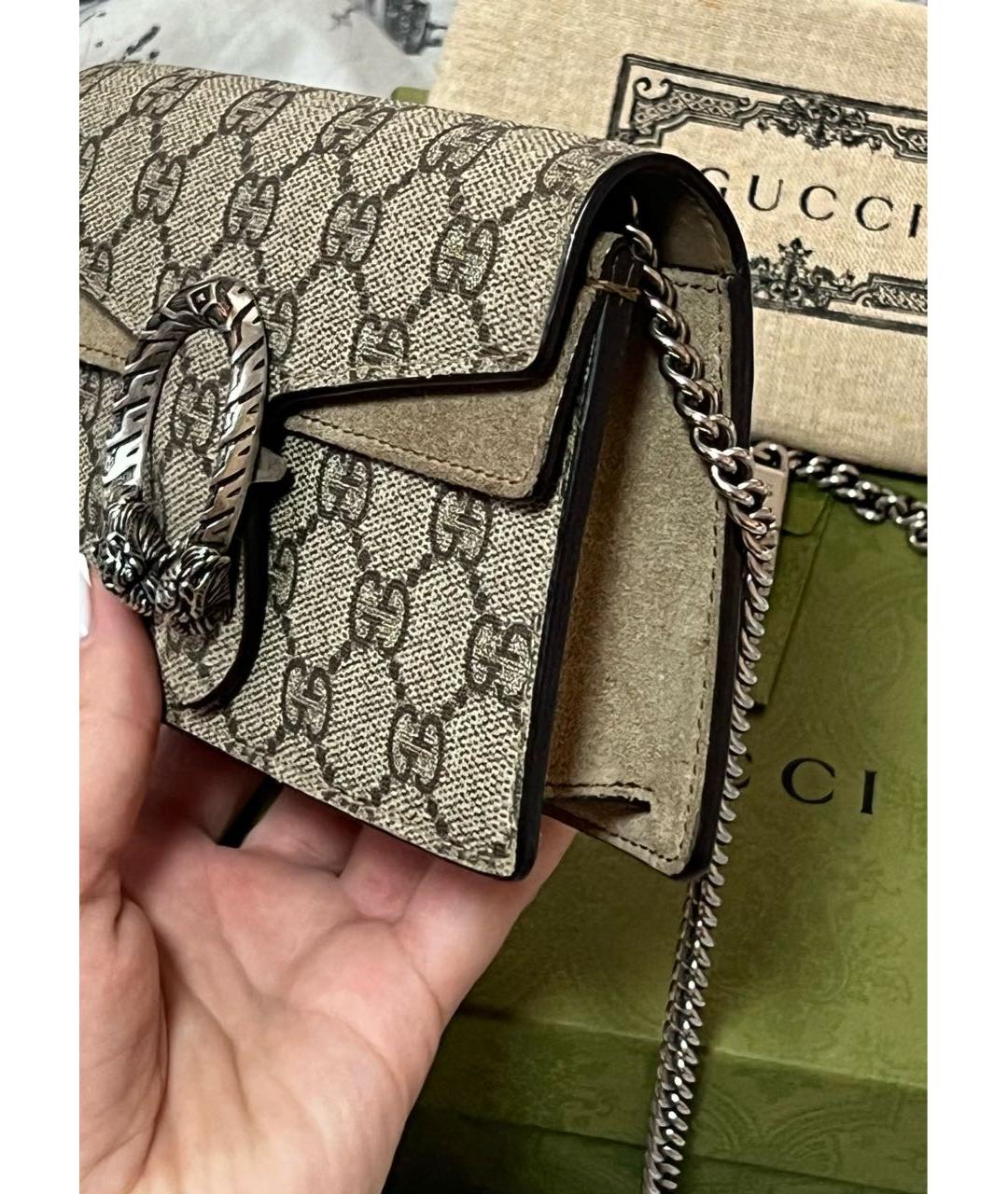 GUCCI Бежевая кожаная сумка через плечо, фото 2