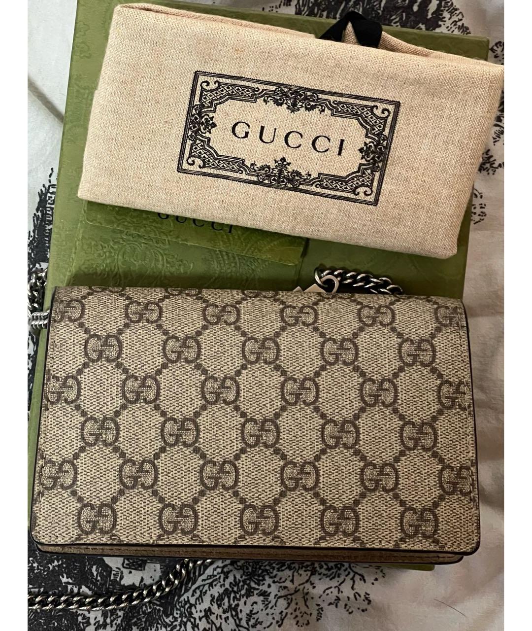 GUCCI Бежевая кожаная сумка через плечо, фото 3