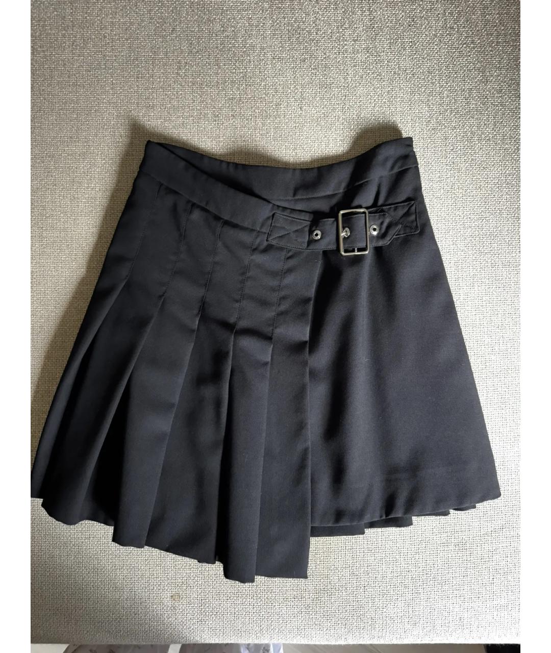 MCQ ALEXANDER MCQUEEN Черная шерстяная юбка мини, фото 5